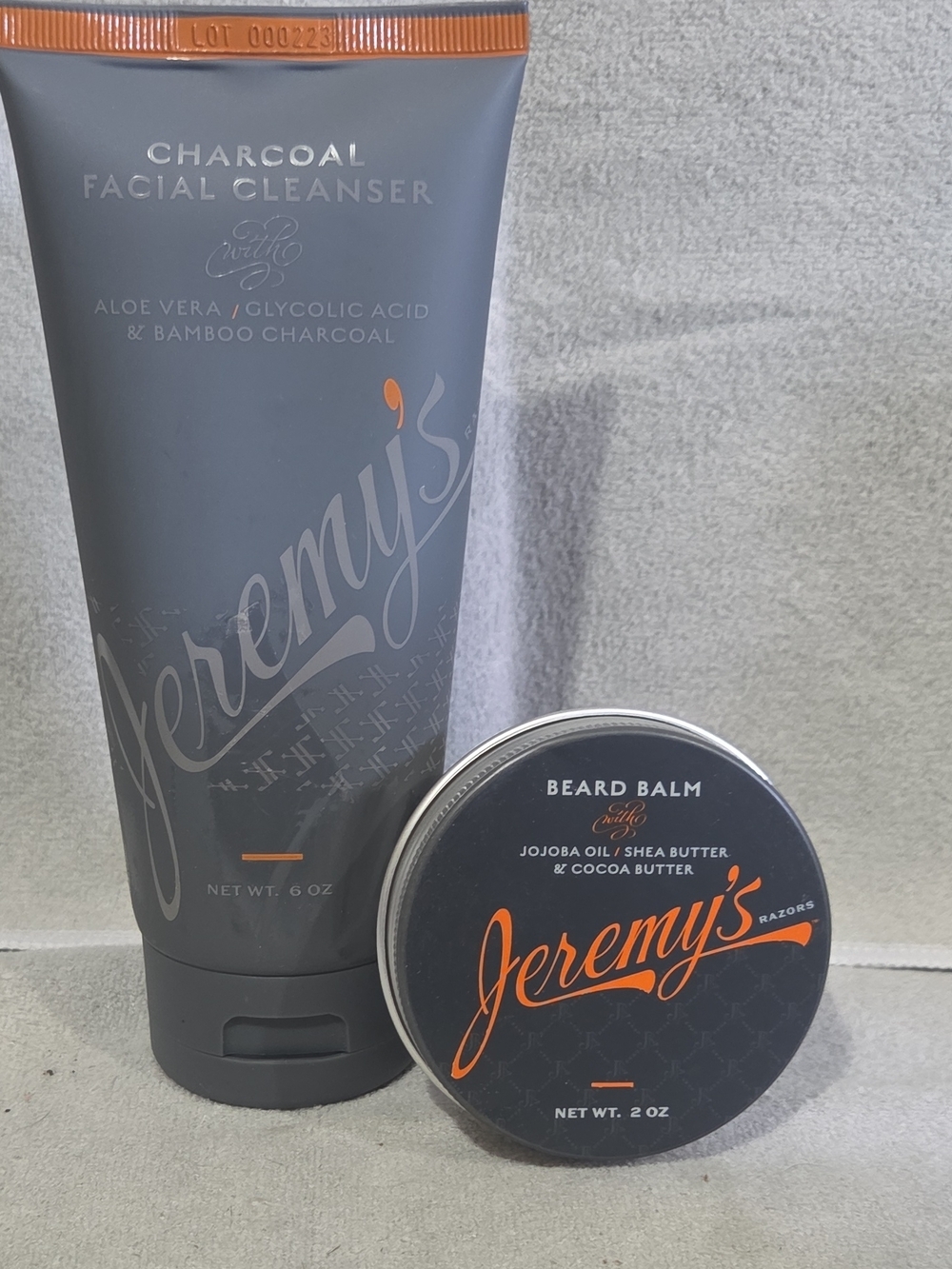 Charcoal Facial Cleanser & Beard Balm Set - Gray